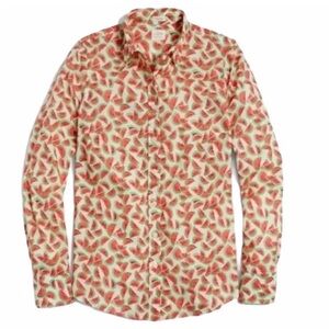 J.Crew Size M Watermelon Print Perfect Fit Button Down Shirt